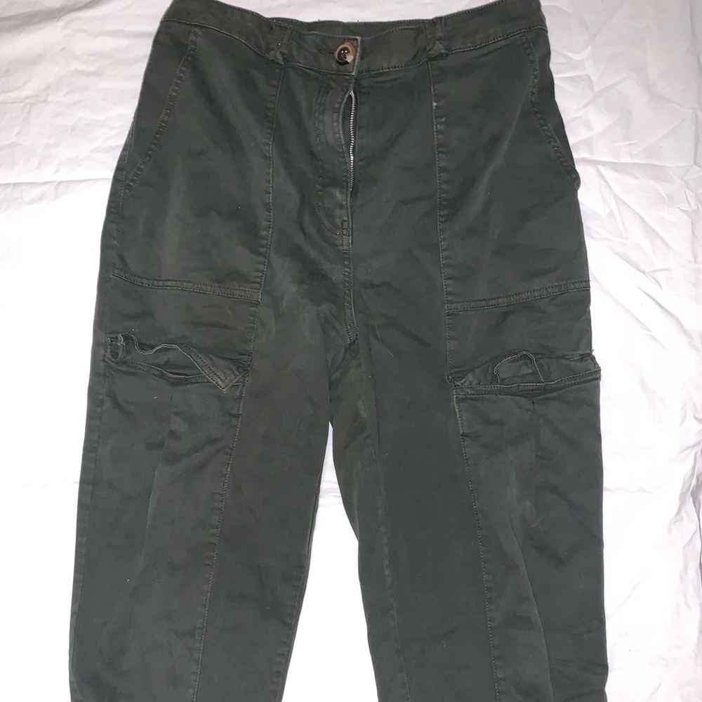 green wide leg pants size medium
